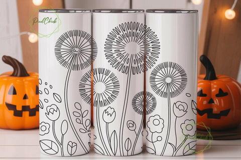 Watercolor Dandelion 20oz Tumbler Wrap Sublimation PixelChick 