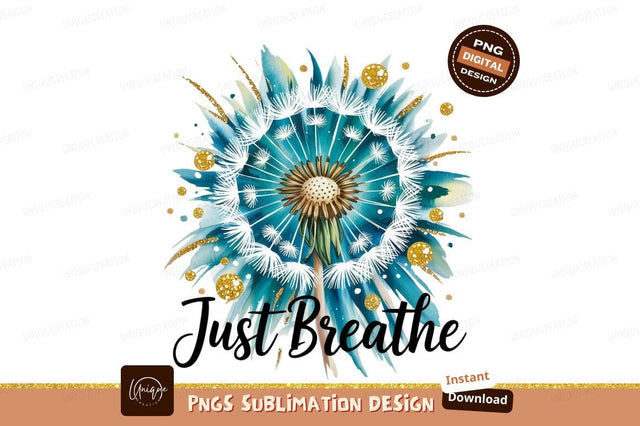 Watercolor Dandelion Teal Gold Sublimation Png Sublimation Designangry 
