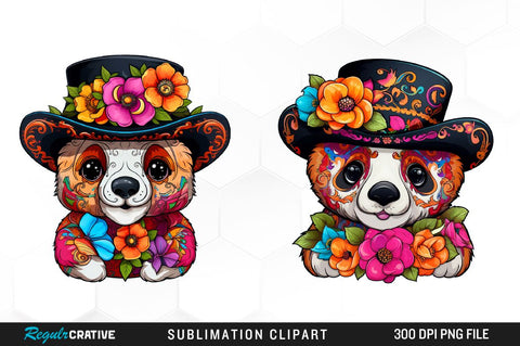 Watercolor Day Of The Dead Animals Collection Clipart Bundle Sublimation Regulrcrative 