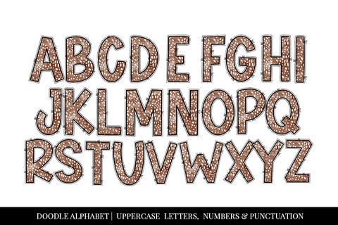 Watercolor Deer Pattern Hand Drawn Doodle Letter Alphabet Sublimation BijouBay 