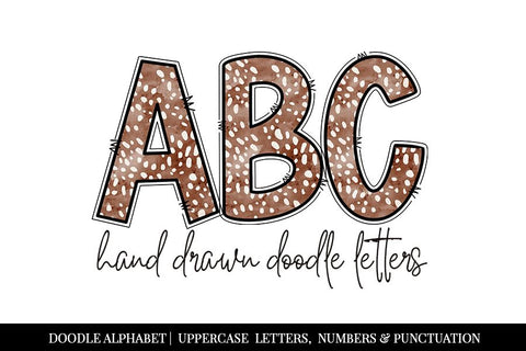 Watercolor Deer Pattern Hand Drawn Doodle Letter Alphabet Sublimation BijouBay 