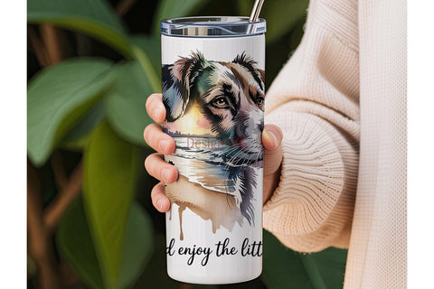 Watercolor Dog Beach 20oz Tumbler Wrap Sublimation DesignSVG 