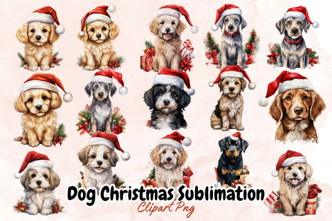 Watercolor Dog Christmas Sublimation Bundle Sublimation Designangry 