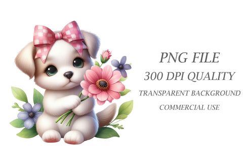 Watercolor Dog Flowers Clipart Sublimation Rupkotha 