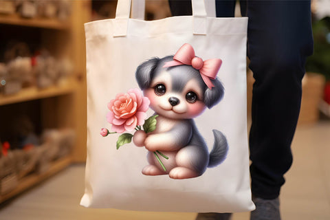 Watercolor Dog Flowers Clipart Sublimation Rupkotha 