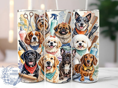 Watercolor Dog Grooming 20oz Tumbler, Watercolor Design, Dog Grooming, Pet Lover, Sublimation Wrap, 20oz Tumbler, Whimsical Aesthetic, Artistic Charm Sublimation ToriDesigns 
