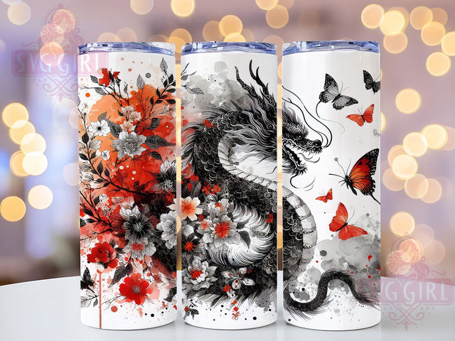 Watercolor Dragon 20oz Tumbler, Asian Mythical Creature, 20oz Sublimation Wrap, Fantasy Drinkware, Dragon Art Mug, Unique Gift for Dragon Lovers, Colorful Tumbler Design Sublimation SvggirlplusArt 