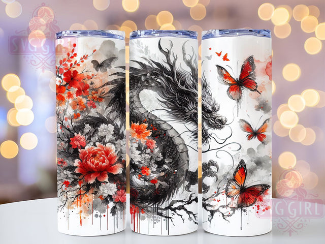 Watercolor Dragon 20oz Tumbler, Asian Mythical Creature, 20oz Sublimation Wrap, Fantasy Drinkware, Dragon Art Mug, Unique Gift for Dragon Lovers, Colorful Tumbler Design Sublimation SvggirlplusArt 