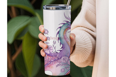 Watercolor Dragon 20oz Tumbler Wrap Sublimation DesignSVG 