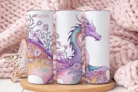 Watercolor Dragon 20oz Tumbler Wrap Sublimation DesignSVG 