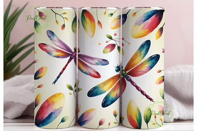 Watercolor Dragonflies 20oz Tumbler Wrap Sublimation PixelChick 