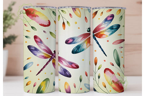 Watercolor Dragonflies 20oz Tumbler Wrap Sublimation PixelChick 