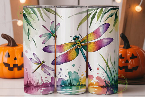 Watercolor Dragonfly 20oz Tumbler Wrap Sublimation PixelChick 