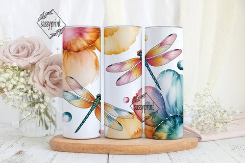 Watercolor Dragonfly 20oz Tumbler Wrap Sublimation sassyprint 
