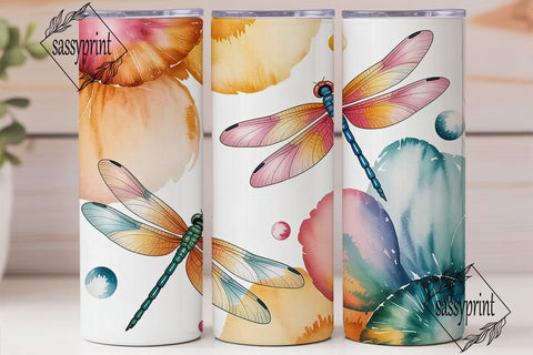 Watercolor Dragonfly 20oz Tumbler Wrap Sublimation sassyprint 
