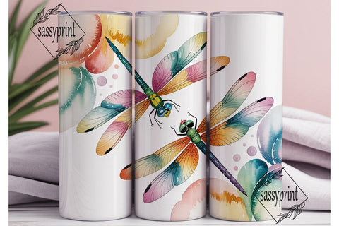 Watercolor Dragonfly 20oz Tumbler Wrap Sublimation sassyprint 