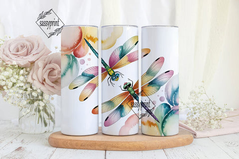 Watercolor Dragonfly 20oz Tumbler Wrap Sublimation sassyprint 