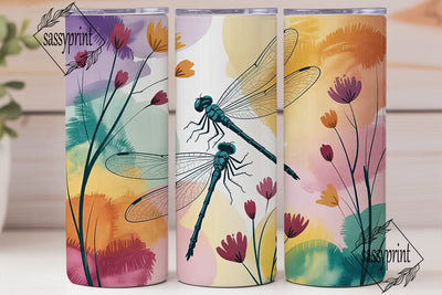 Watercolor Dragonfly 20oz Tumbler Wrap Sublimation sassyprint 