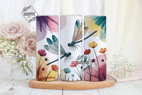 Watercolor Dragonfly 20oz Tumbler Wrap Sublimation sassyprint 