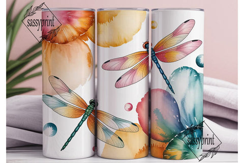 Watercolor Dragonfly 20oz Tumbler Wrap Sublimation sassyprint 