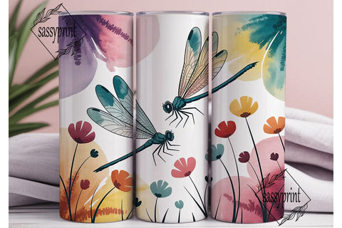 Watercolor Dragonfly 20oz Tumbler Wrap Sublimation sassyprint 