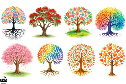 Watercolor Dreaming Tree Clipart Bundle Printable File Sublimation Creativedesigntee 