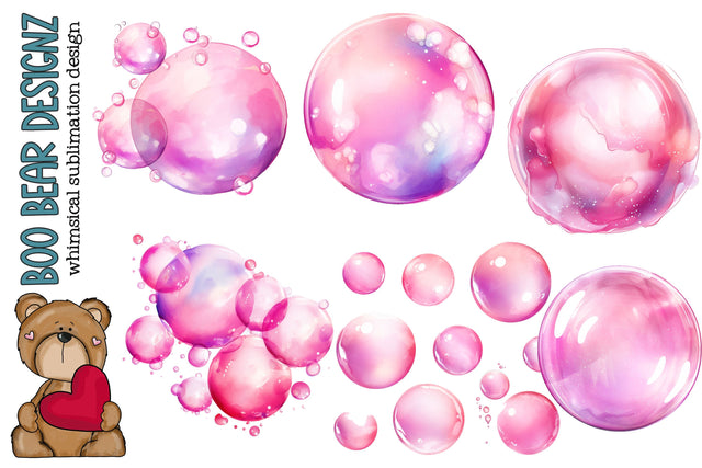 Watercolor Dreamy Bubble Clipart Sublimation Boo Bear Designz 
