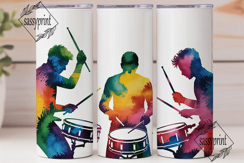 Watercolor Drummers 20oz Tumbler Wrap Sublimation sassyprint 