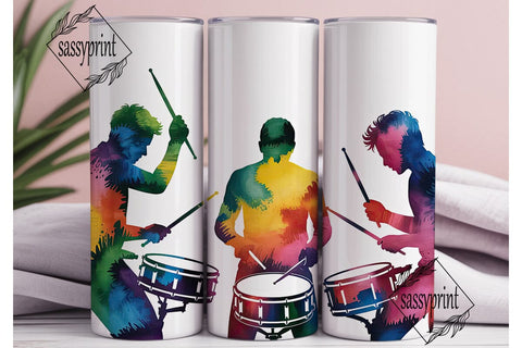 Watercolor Drummers 20oz Tumbler Wrap Sublimation sassyprint 