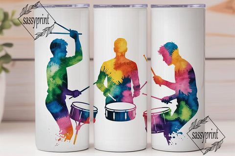 Watercolor Drummers 20oz Tumbler Wrap Sublimation sassyprint 