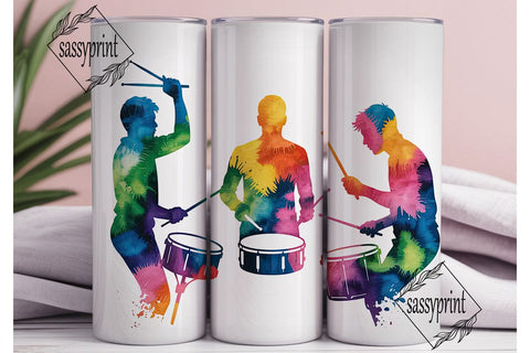 Watercolor Drummers 20oz Tumbler Wrap Sublimation sassyprint 