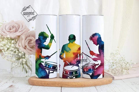 Watercolor Drummers 20oz Tumbler Wrap Sublimation sassyprint 