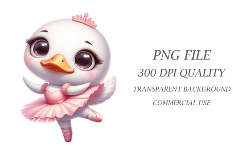 Watercolor Duck Ballerina Clipart PNG Sublimation Rupkotha 