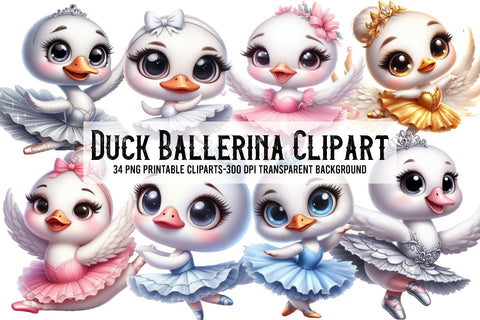 Watercolor Duck Ballerina Clipart PNG Sublimation Rupkotha 