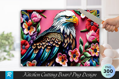 Watercolor Eagle With Flowers Cutting Board Sublimation Regulrcrative 