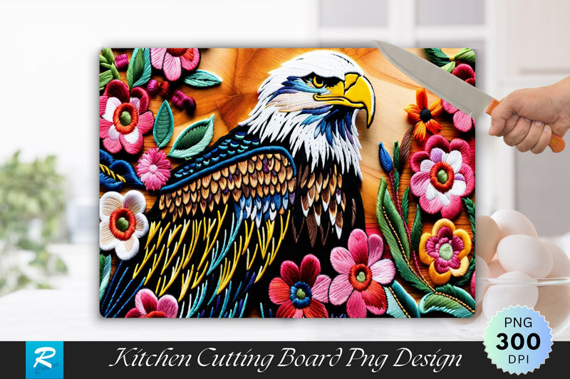 Watercolor Eagle With Flowers Cutting Board Sublimation Regulrcrative 