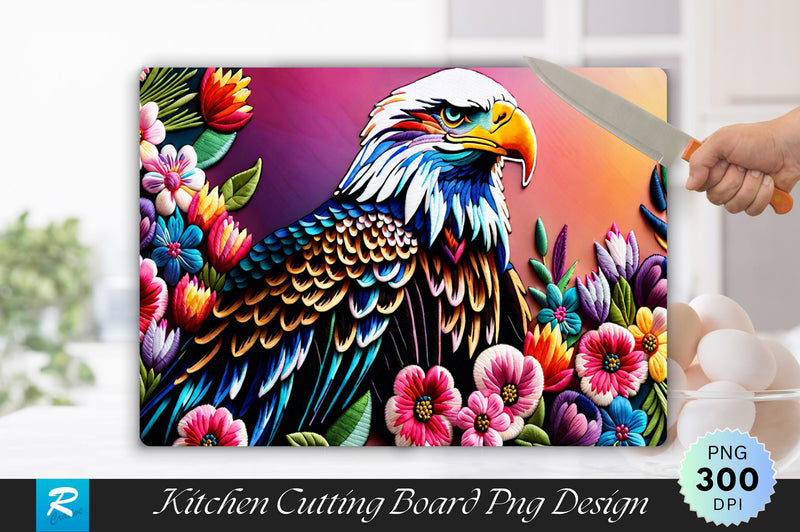 Watercolor Eagle With Flowers Cutting Board Sublimation Regulrcrative 