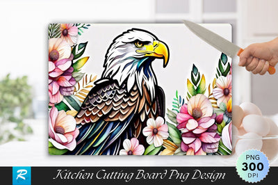 Watercolor Eagle With Flowers Cutting Board Sublimation Regulrcrative 