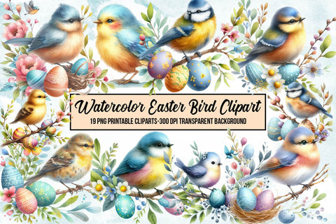 Watercolor Easter Bird Clipart Sublimation Rupkotha 
