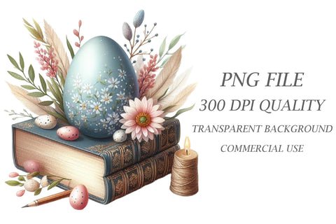 Watercolor Easter Books Clipart Sublimation Rupkotha 
