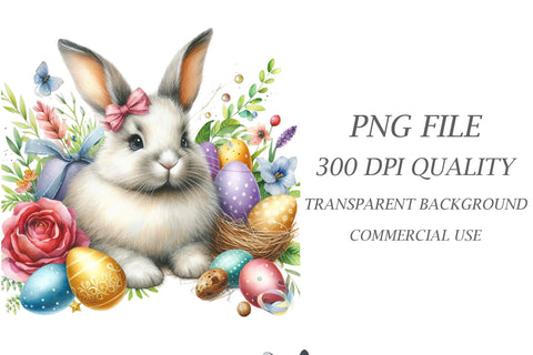 Watercolor Easter Bunny Clipart Sublimation Rupkotha 