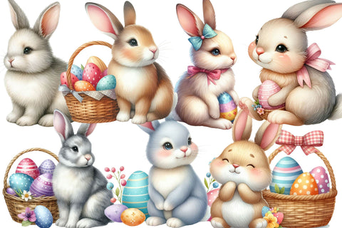 Watercolor Easter Bunny Clipart Sublimation Rupkotha 