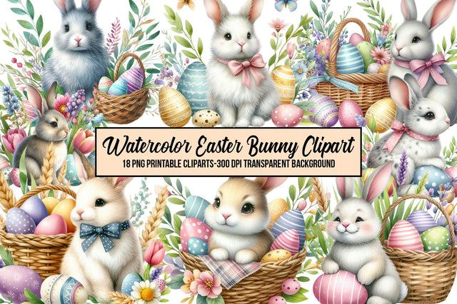 Watercolor Easter Bunny Clipart Sublimation Rupkotha 