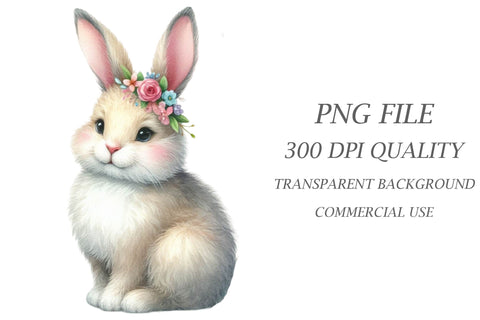 Watercolor Easter Bunny Clipart Sublimation Rupkotha 