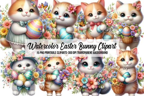 Watercolor Easter Bunny Clipart Sublimation Rupkotha 