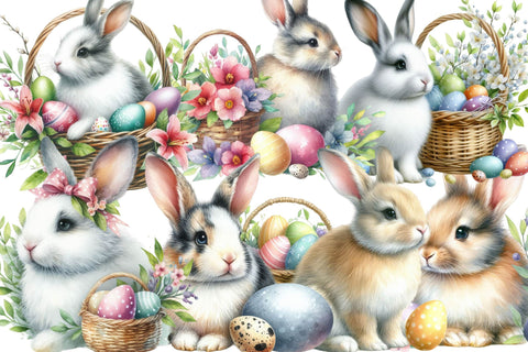 Watercolor Easter Bunny Clipart Sublimation Rupkotha 