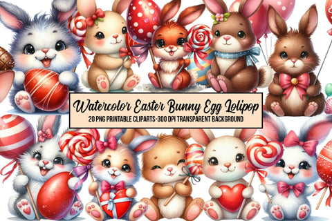 Watercolor Easter Bunny Egg Lolipop Sublimation Rupkotha 