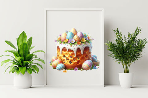 Watercolor Easter Cakes Clipart PNG Sublimation SVGArt 