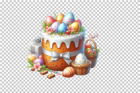 Watercolor Easter Cakes Clipart PNG Sublimation SVGArt 