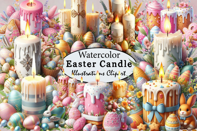 Watercolor Easter Candle Sublimation Sublimation SVGArt 